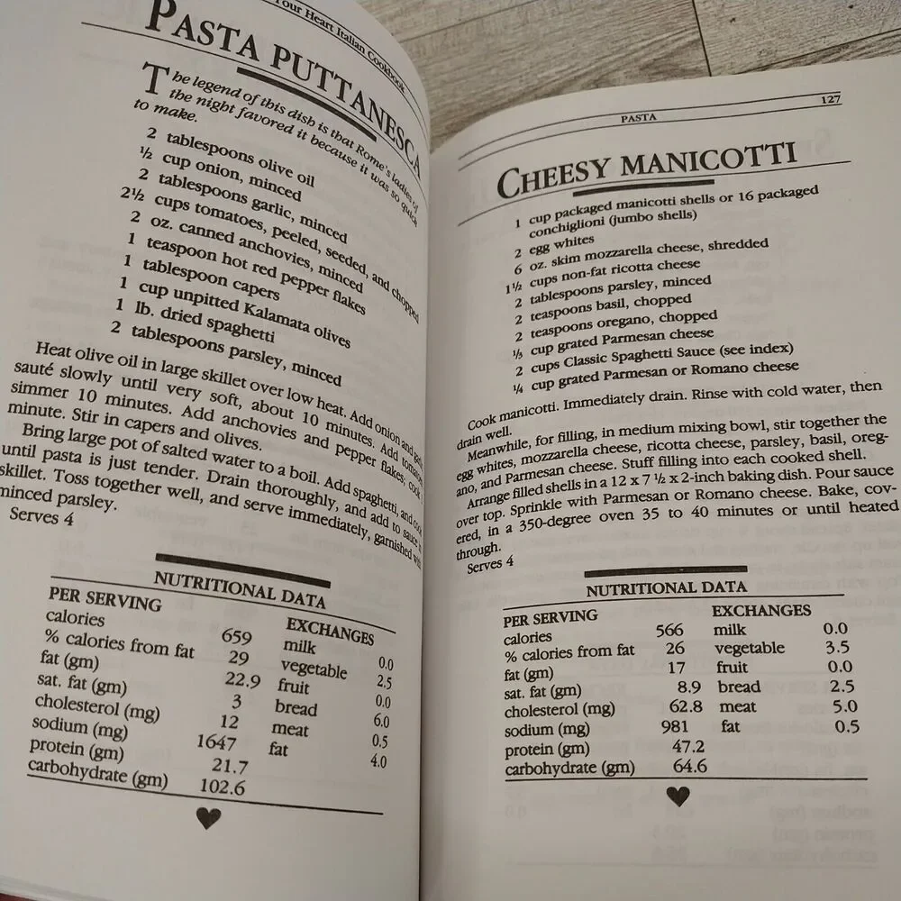 Love Your Heart Italian Low-Cholesterol Cookbook by Carole Kruppa 1994 Softcover